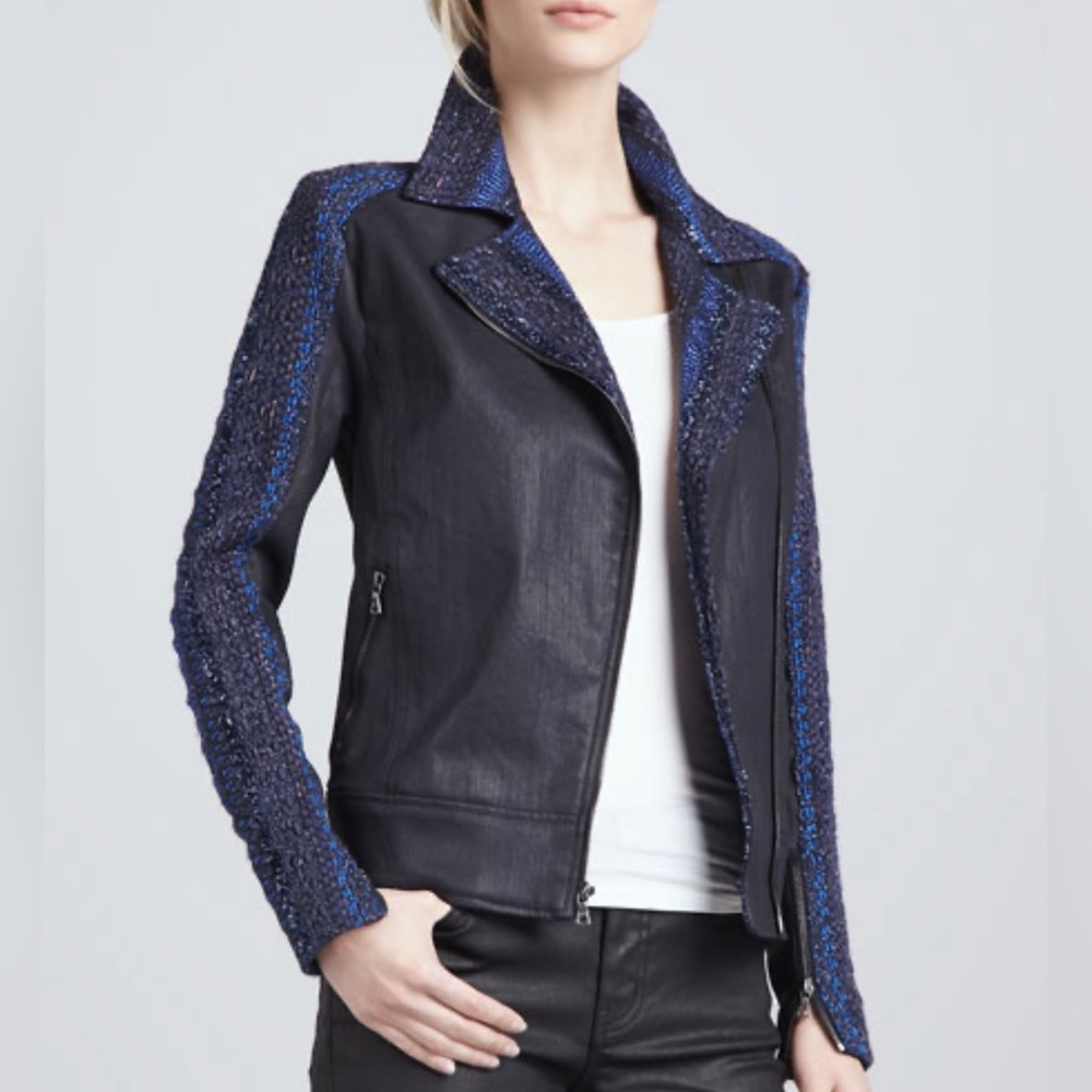 7 For All Mankind / Malhia Kent moto jean jacket. Size Medium.